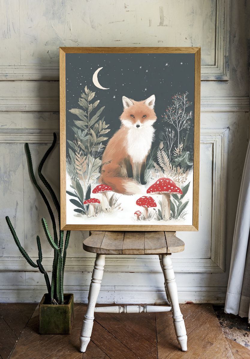 Fox in the Forest — Illustration Print. — room view 1