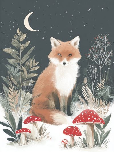 Fox in the Forest — Illustration Print. poster print