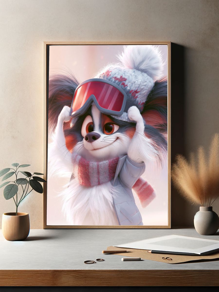 Winter Fox Portrait Print. — room view 2