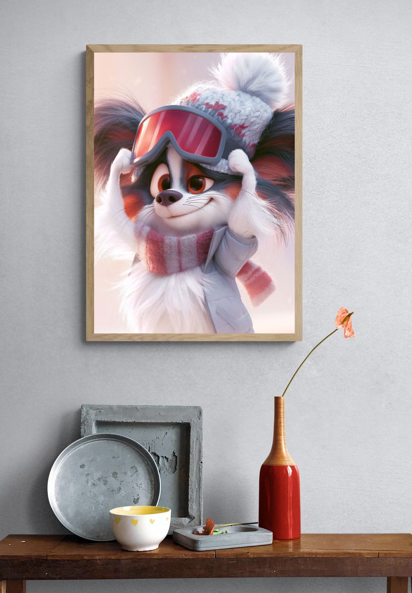 Winter Fox Portrait Print. — room view 3
