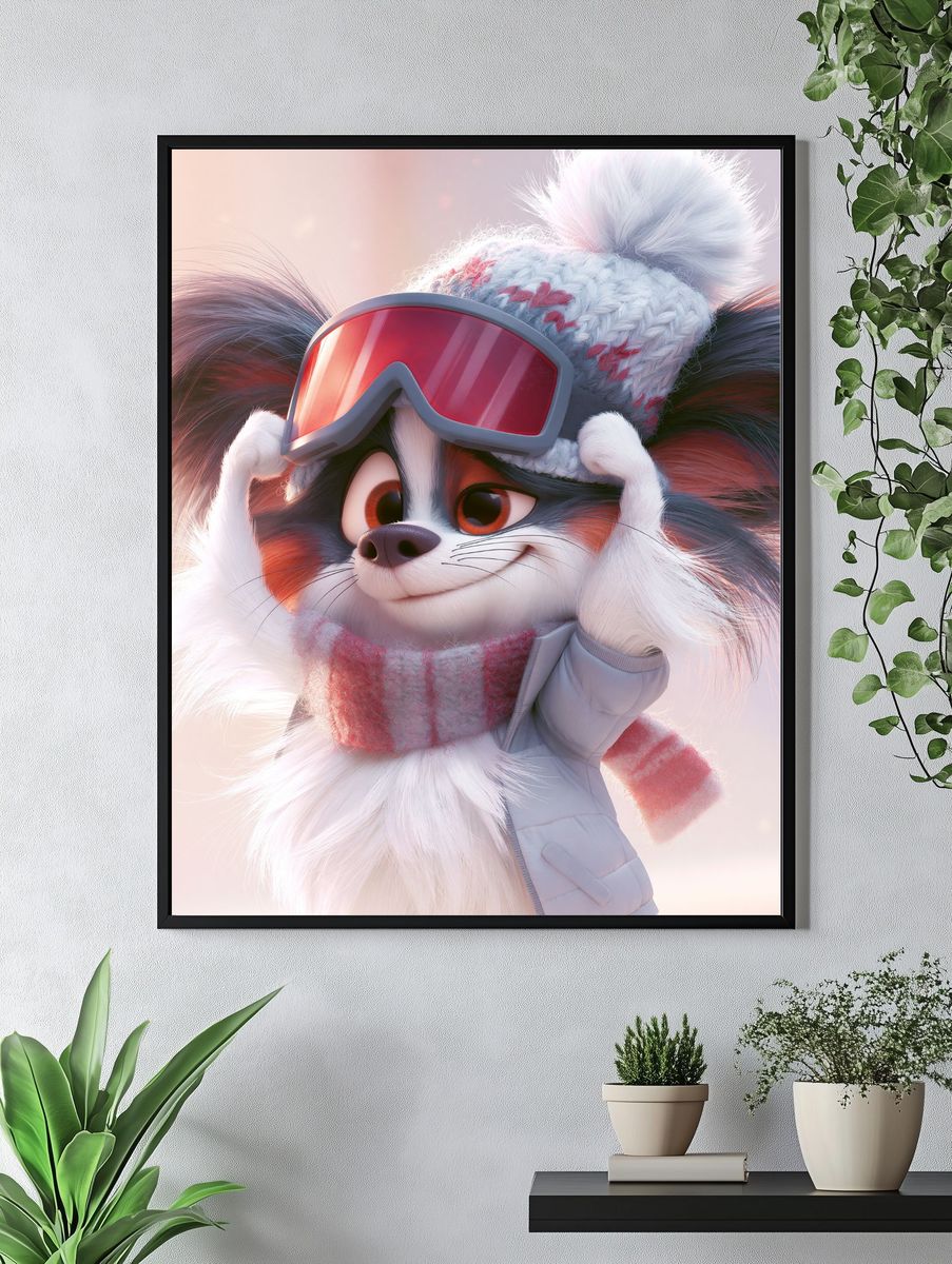 Winter Fox Portrait Print. — room view 4