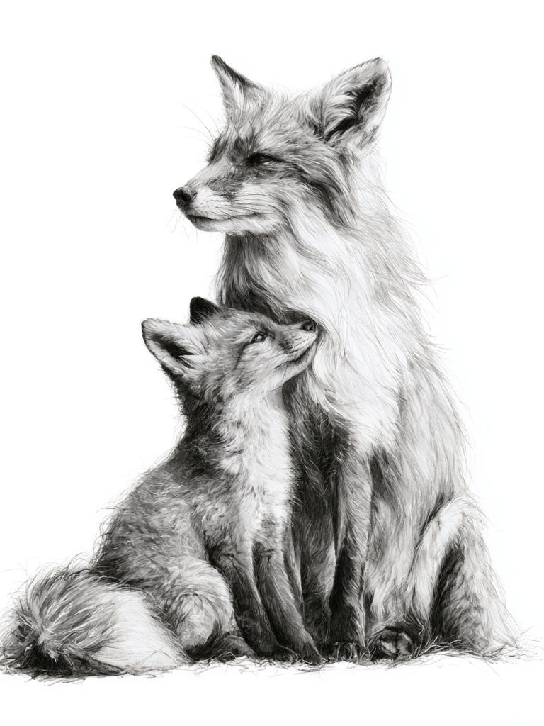 Fox Family Portrait Print. poster detail
