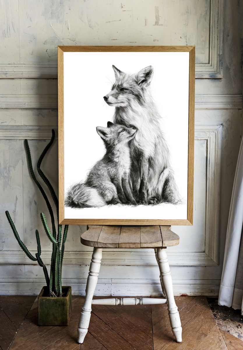 Fox Family Portrait Print. — room view 1