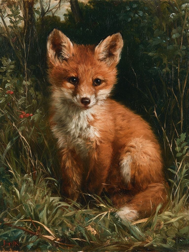 Fox Cub in the Forest Print. poster detail