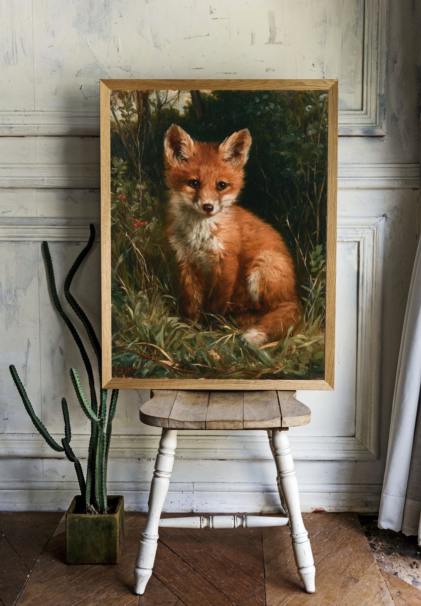 Fox Cub in the Forest Print. room preview