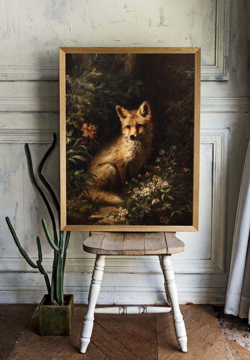 Fox in Woodland Fine-Art Poster. — room view 1