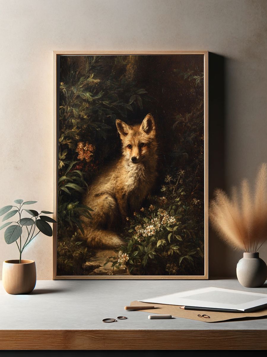 Fox in Woodland Fine-Art Poster. — room view 2