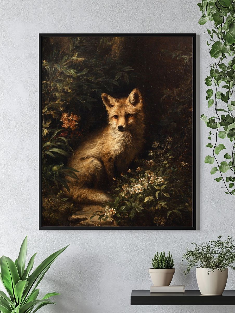 Fox in Woodland Fine-Art Poster. — room view 4