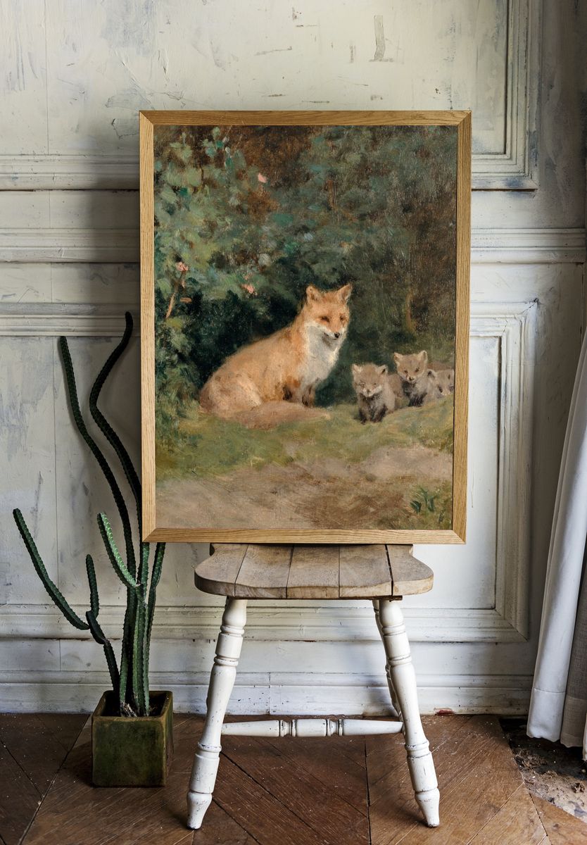 Fox Family — Fine Art Print. — room view 1