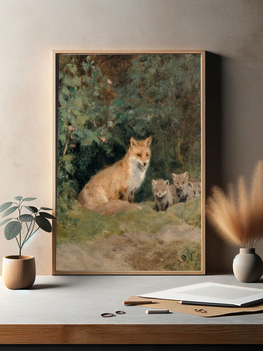 Fox Family — Fine Art Print. — room view 2