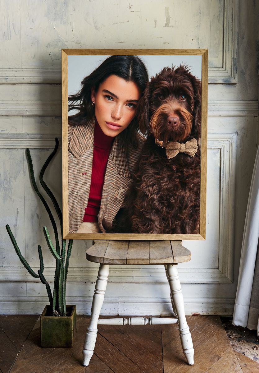 Fashion Portrait with Dog Poster. — room view 1