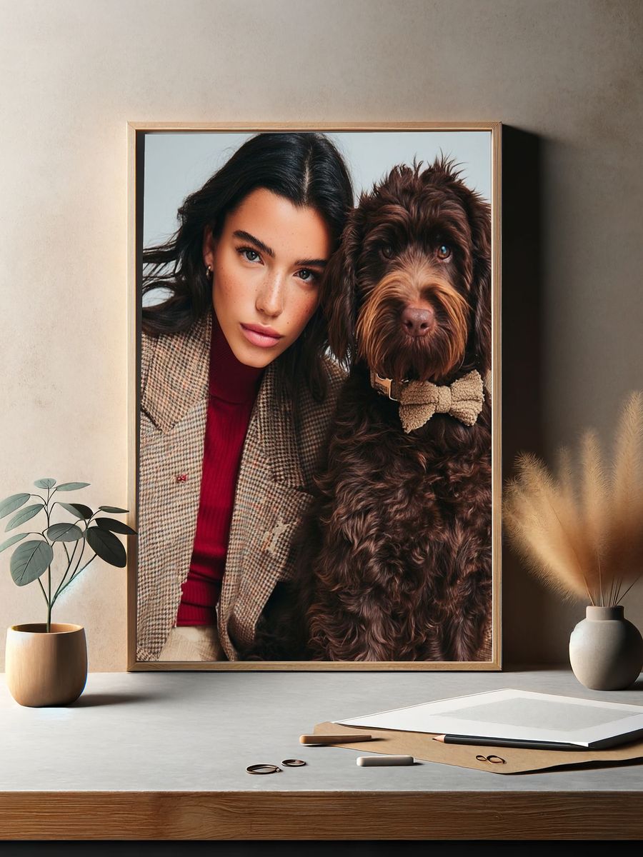 Fashion Portrait with Dog Poster. — room view 2