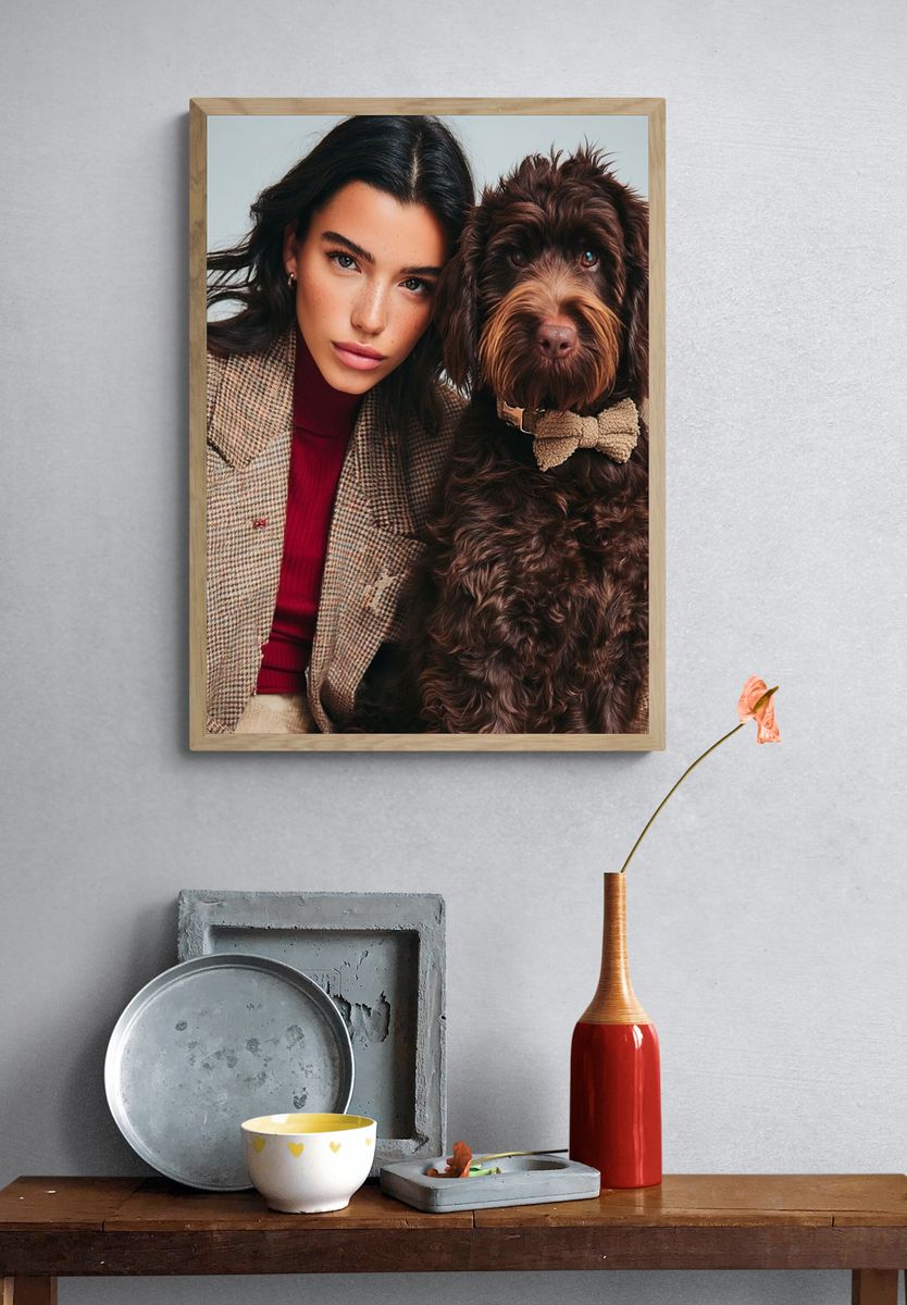 Fashion Portrait with Dog Poster. — room view 3