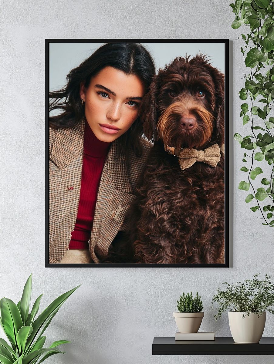 Fashion Portrait with Dog Poster. — room view 4