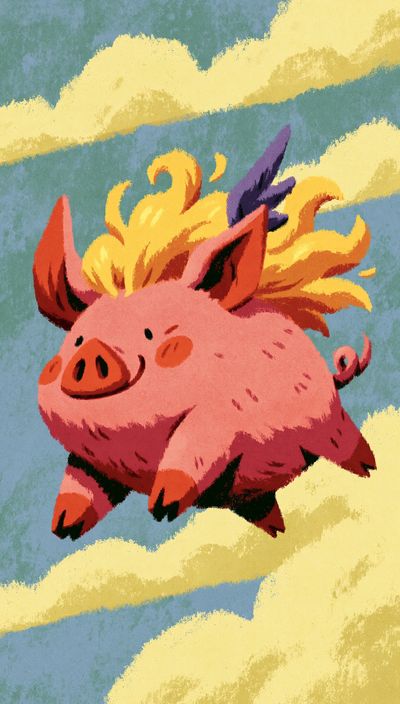 Flying Pig Cartoon Poster. poster