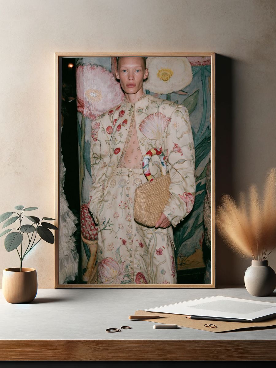 Floral Fashion Portrait Poster. — room view 2