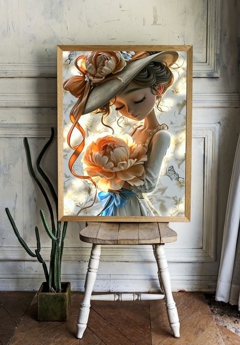Floral Portrait Illustration Poster. room preview
