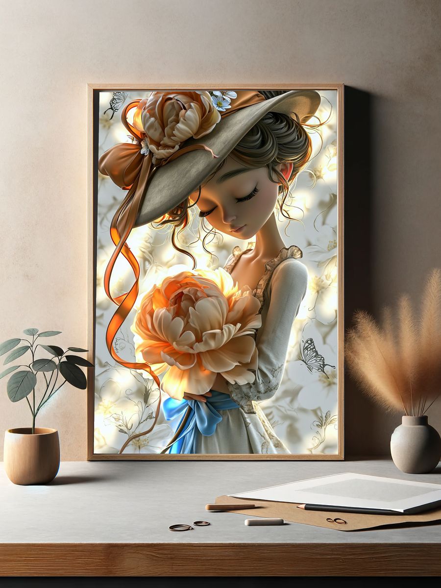 Floral Portrait Illustration Poster. — room view 2