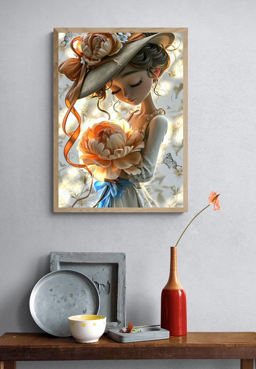 Floral Portrait Illustration Poster. — room view 3