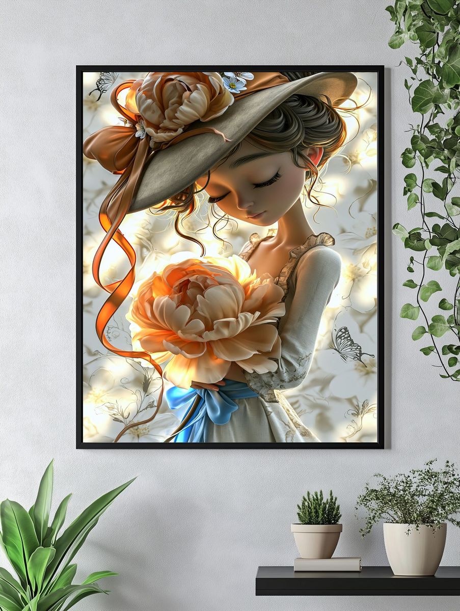 Floral Portrait Illustration Poster. — room view 4