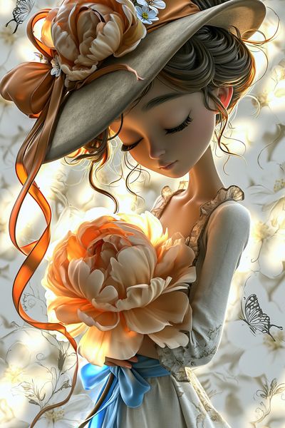 Floral Portrait Illustration Poster.