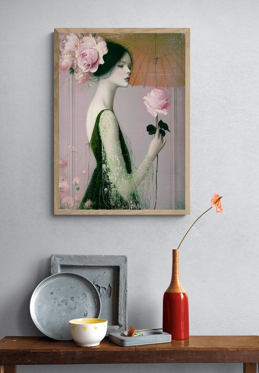 Floral Portrait Illustration Print. — room view 3
