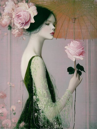 Floral Portrait Illustration Print.