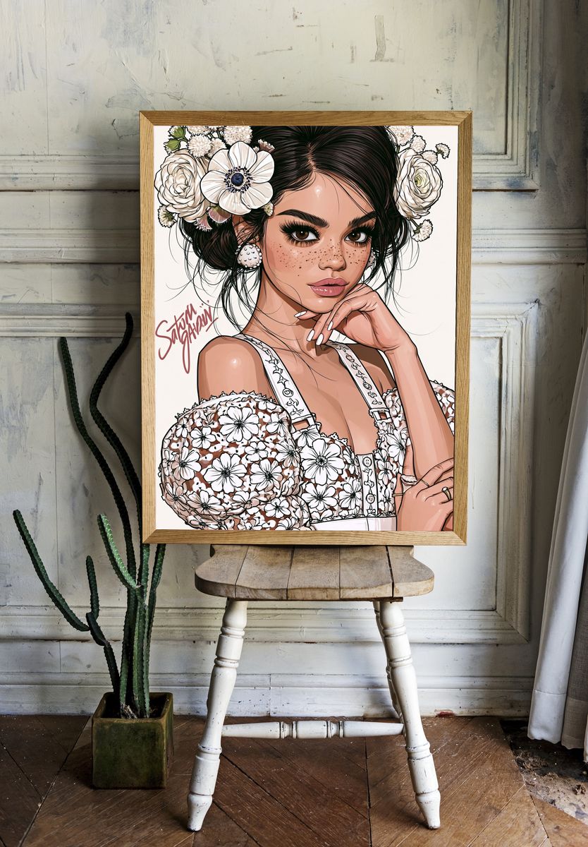 Floral Portrait Illustration Poster. room preview