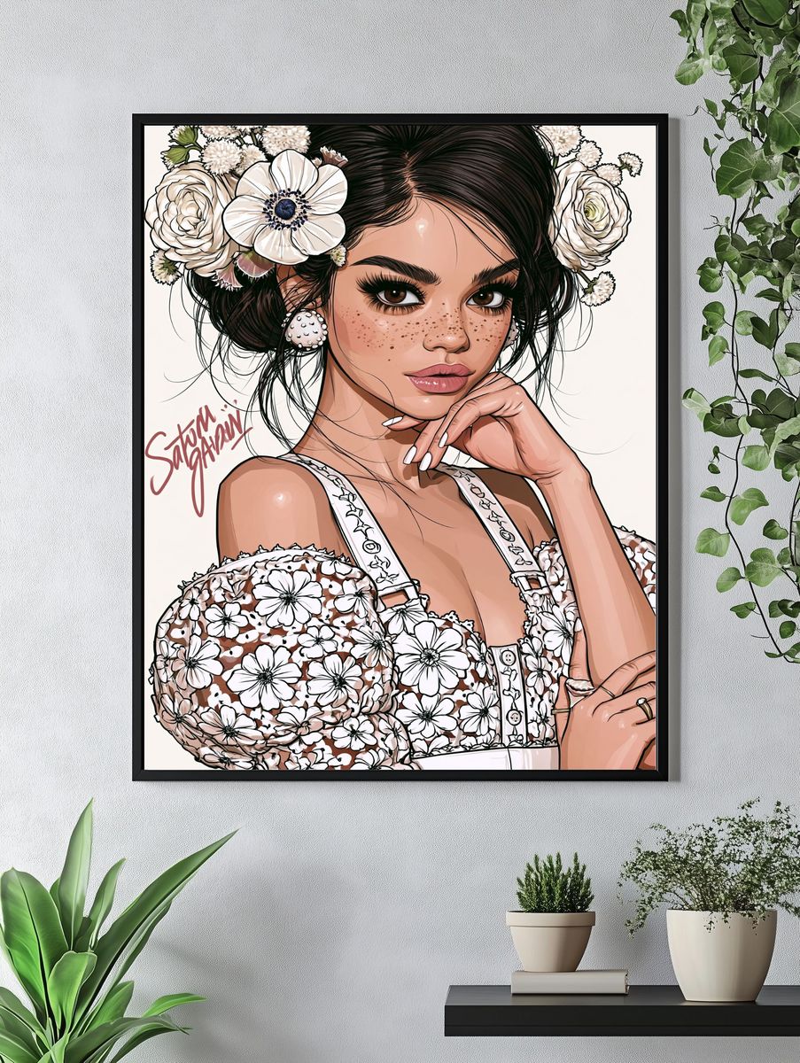 Floral Portrait Illustration Poster. — room view 4