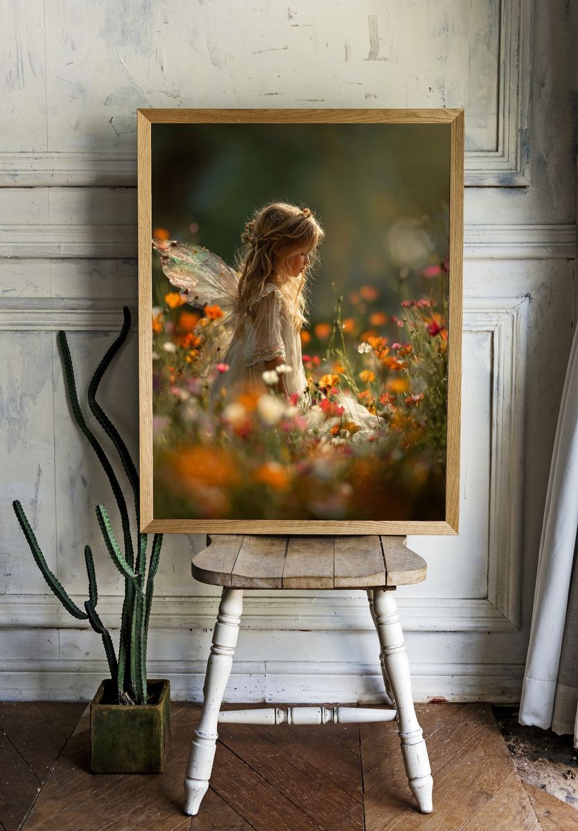 Flower Fairy Portrait Print. room preview