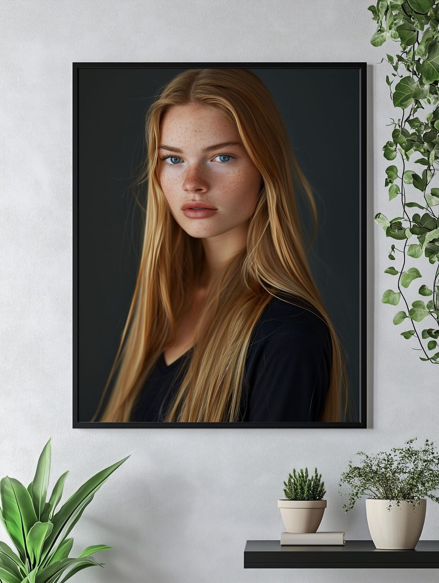 Freckled Blonde Portrait Print. — room view 4