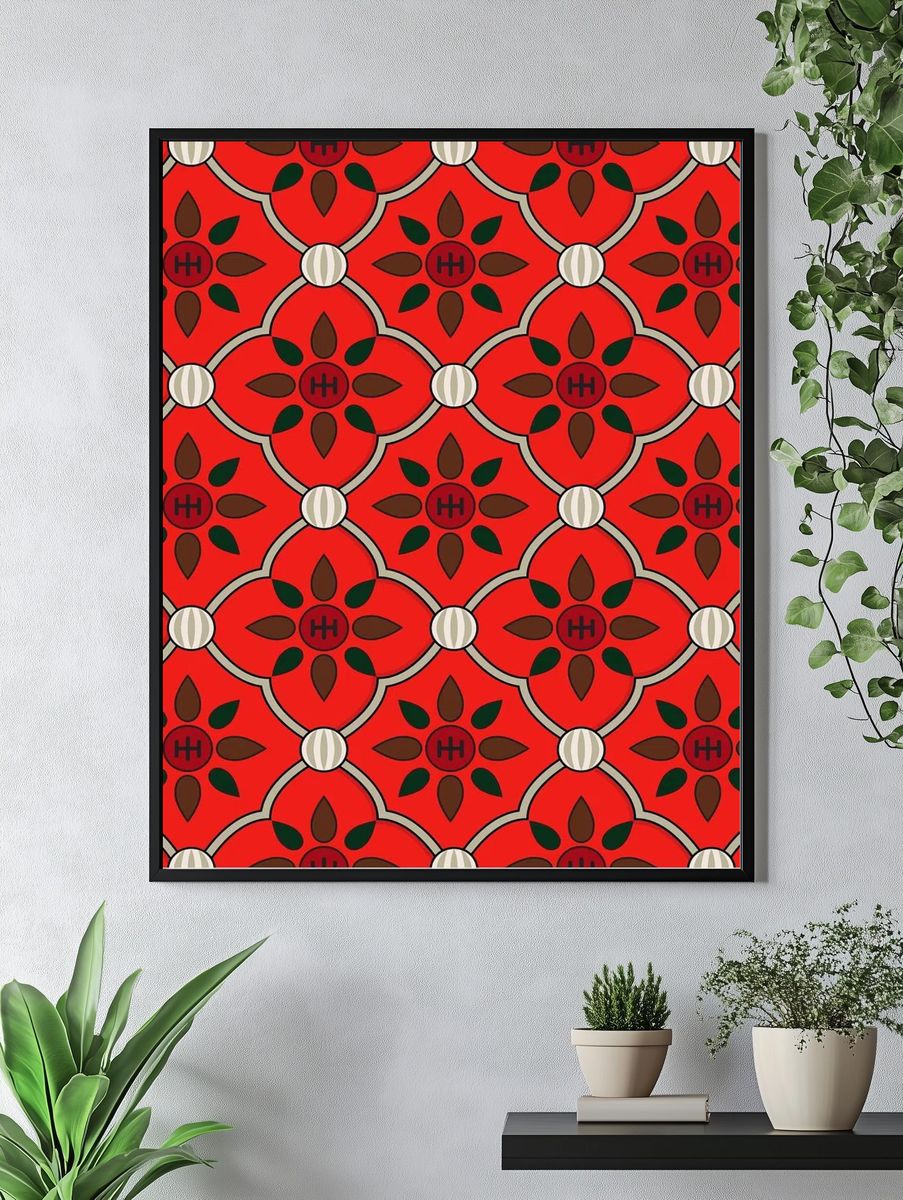 Floral Pattern — Retro Print. — room view 4