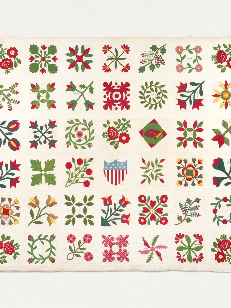 Floral Quilt Pattern Poster. poster detail