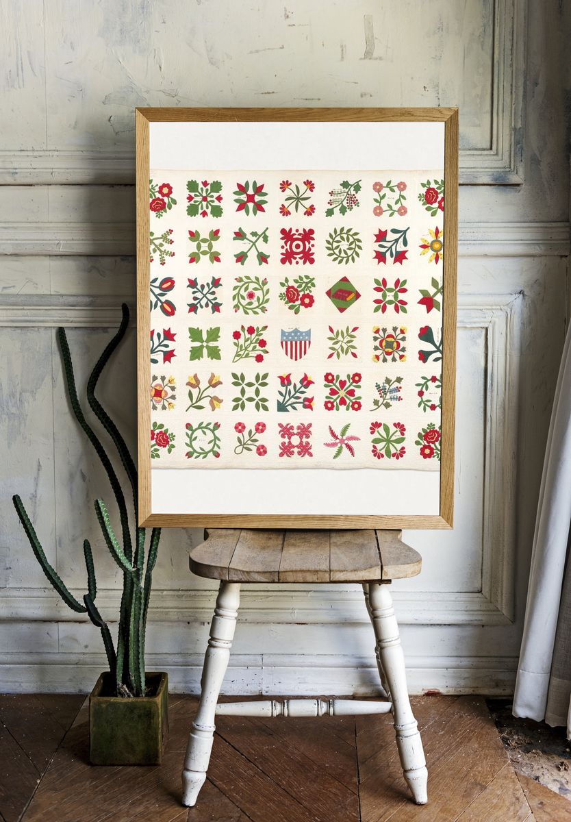 Floral Quilt Pattern Poster. — room view 1