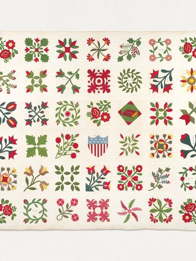 Floral Quilt Pattern Poster