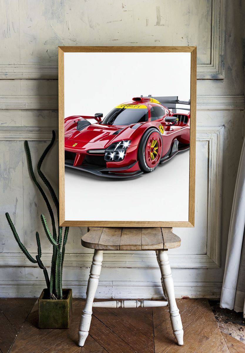 Ferrari Race Car Photography Poster. room preview