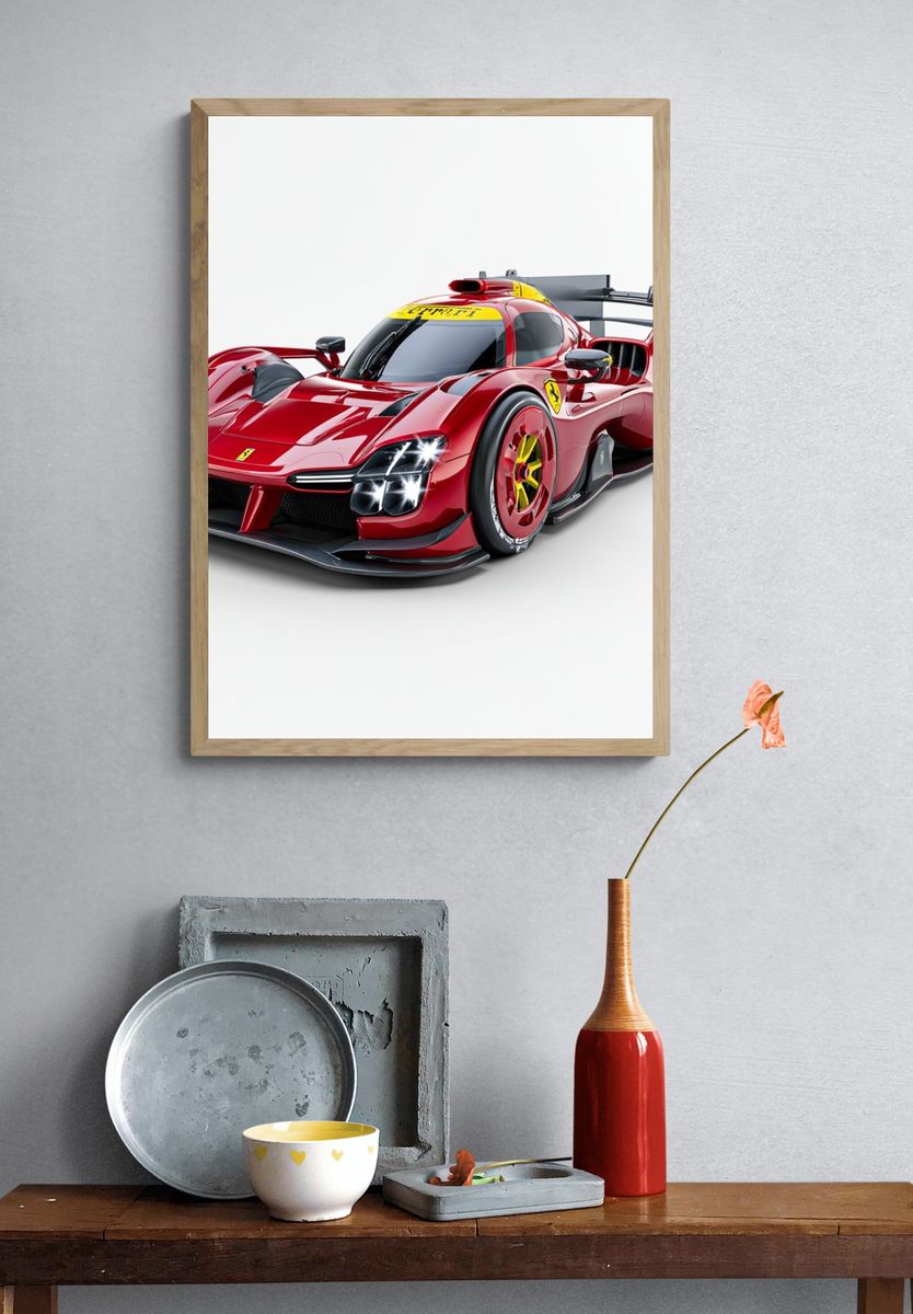 Ferrari Race Car Photography Poster. — room view 3