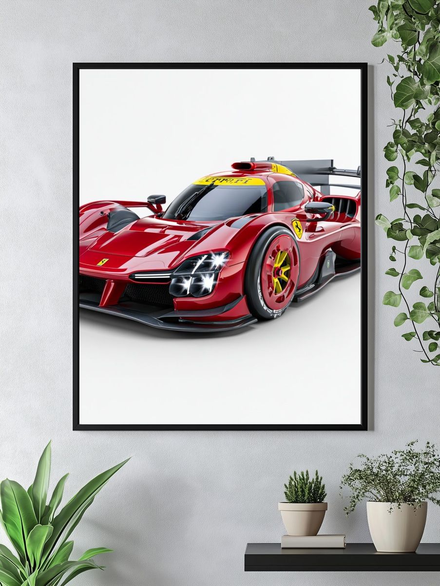 Ferrari Race Car Photography Poster. — room view 4