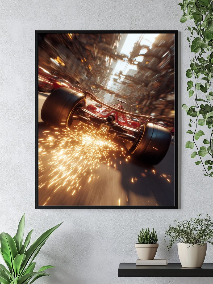 Formula Racing Sparks Photography Poster. — room view 4