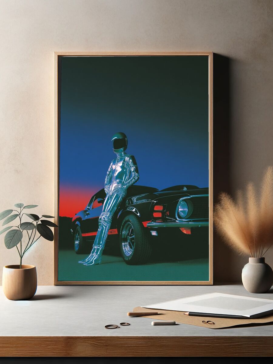 Futuristic Racer — Retro Print. — room view 2