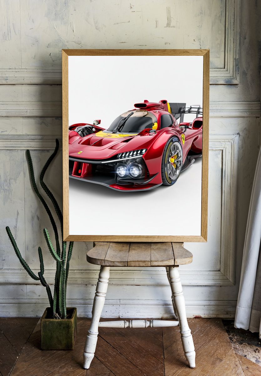 Ferrari Race Car Photography Poster. room preview