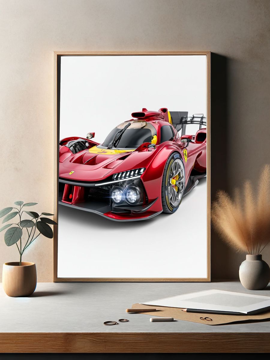 Ferrari Race Car Photography Poster. — room view 2