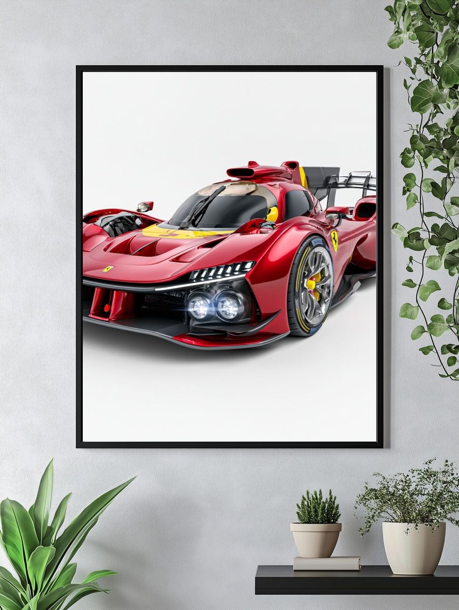 Ferrari Race Car Photography Poster. — room view 4