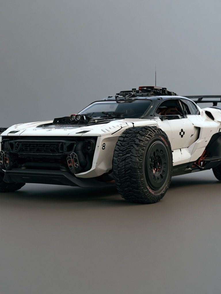 Futuristic Off-Road Rally Car Poster. poster detail