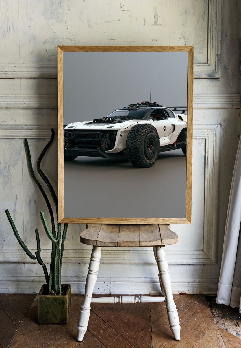 Futuristic Off-Road Rally Car Poster. — room view 1