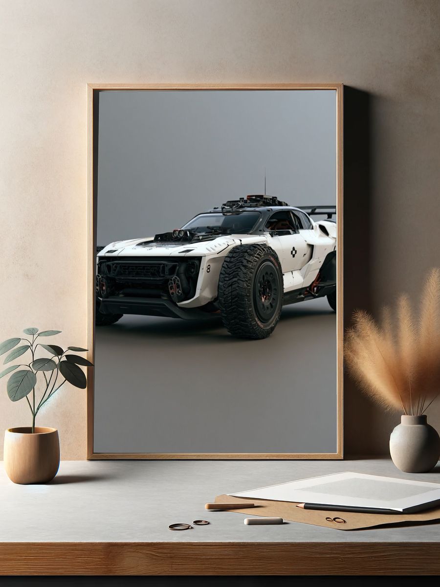 Futuristic Off-Road Rally Car Poster. — room view 2