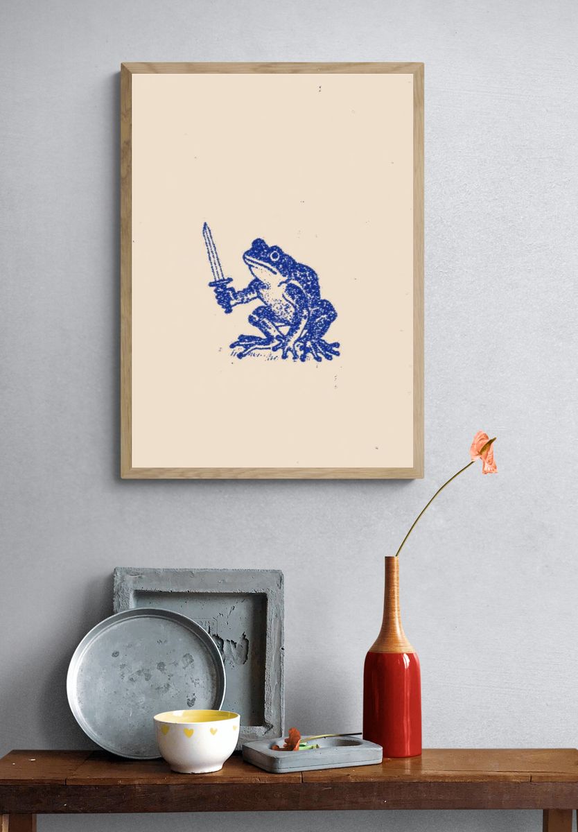 Frog with Sword — Illustration Print. — room view 3