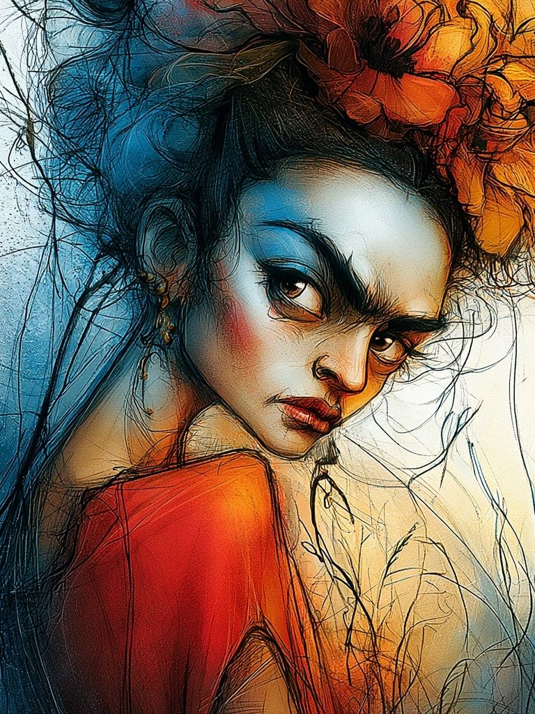 Frida Kahlo Portrait Illustration Poster. poster — illustration art