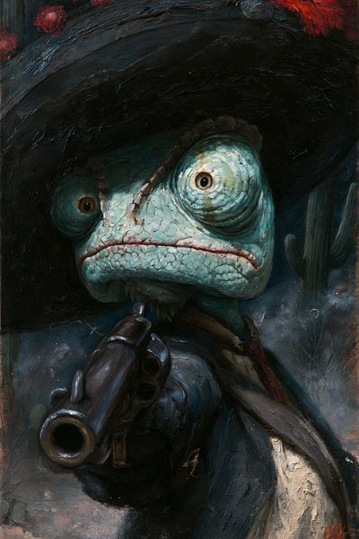 Frog Gunslinger Surrealism Print.