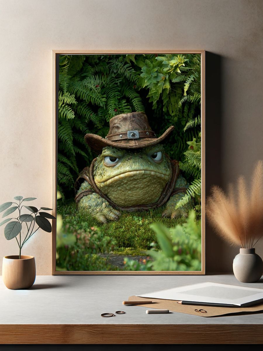 Adventurous Frog — Illustration Print. — room view 2